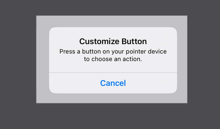 A pop up prompting to click the mouse button to configure an action