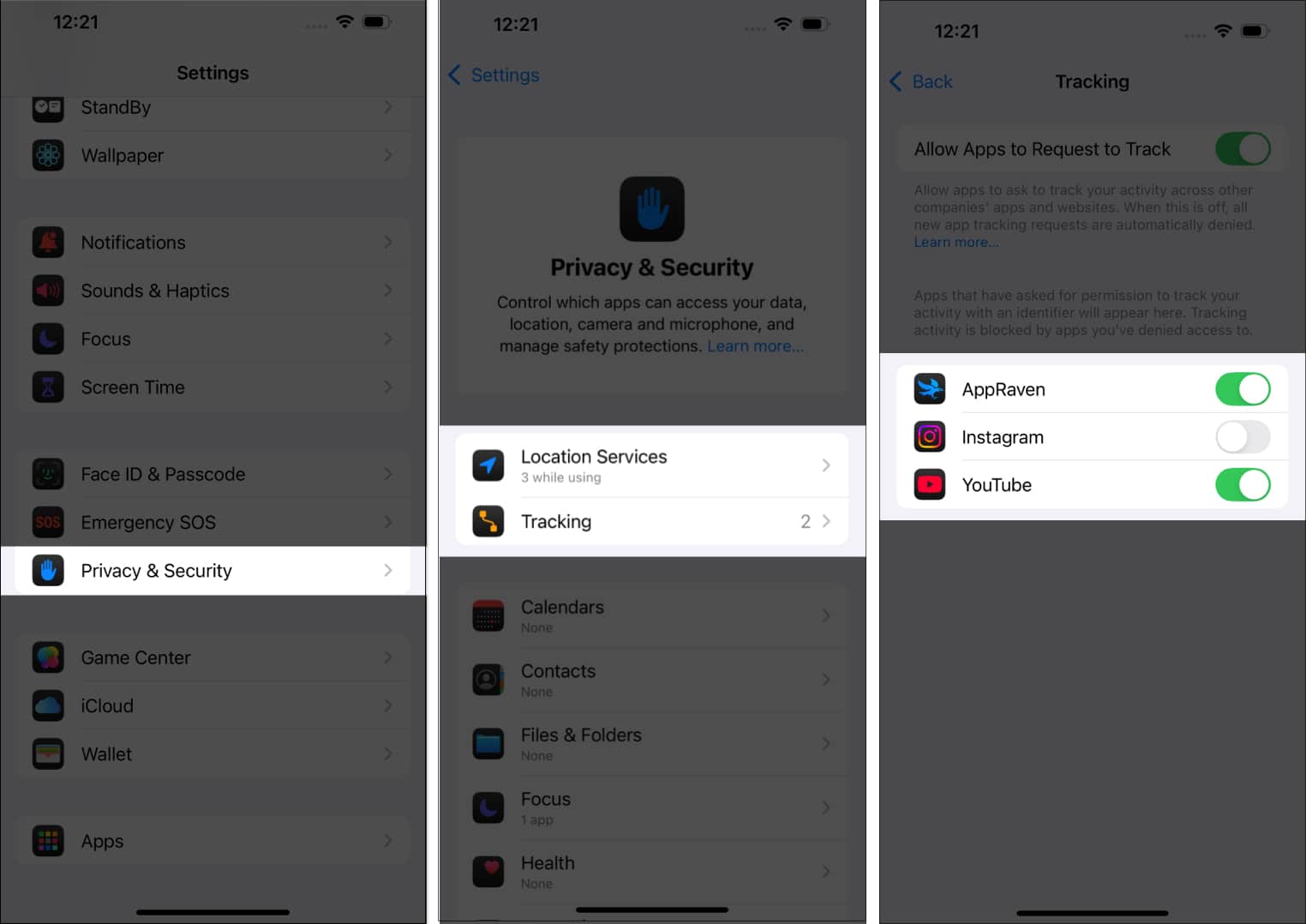 Disabling new tracking requests from apps on an iPhone