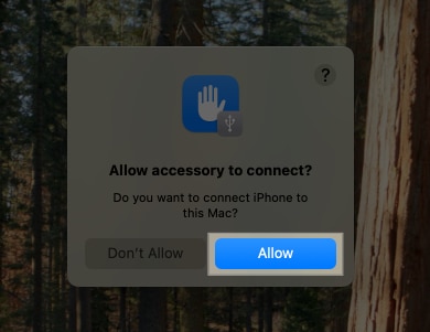 Allowing iPhone to connect to a Mac