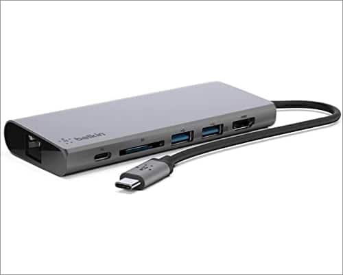 Belkin USB C Hub with Tethered USB C for MacBook