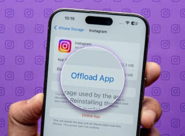 Using the Offload App option to clear Instagram cache on an iPhone.