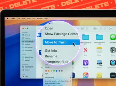 Move to Trash option to delete an app on a Mac.