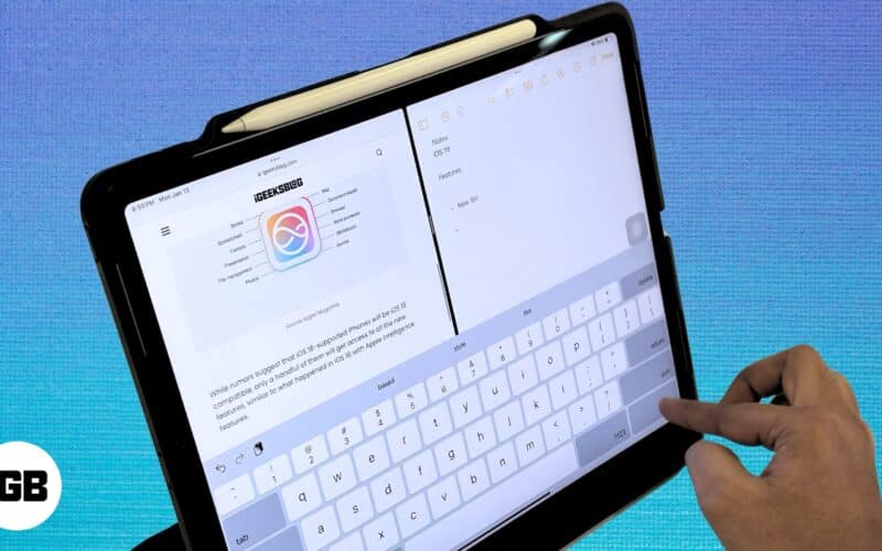 Two apps open in Split View mode on an iPad