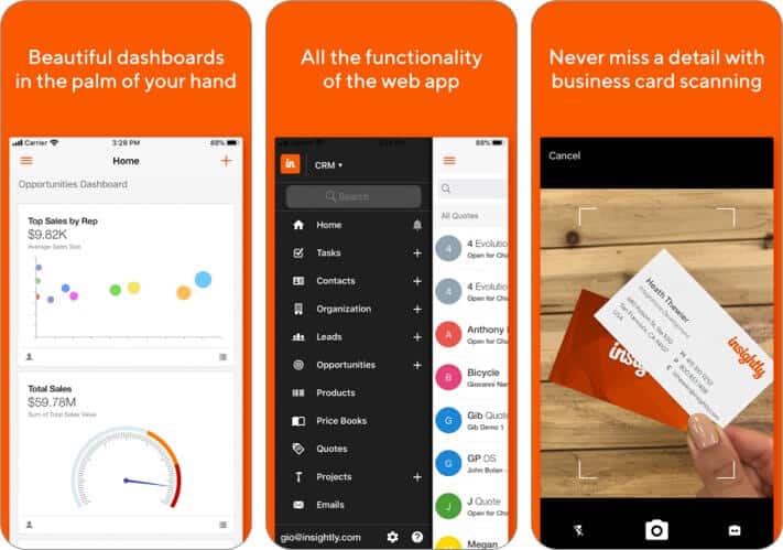 Insightly CRM iPhone and iPad App Screenshot