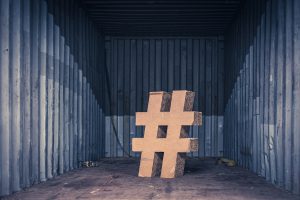 Picture of hashtag sign in storage container. 