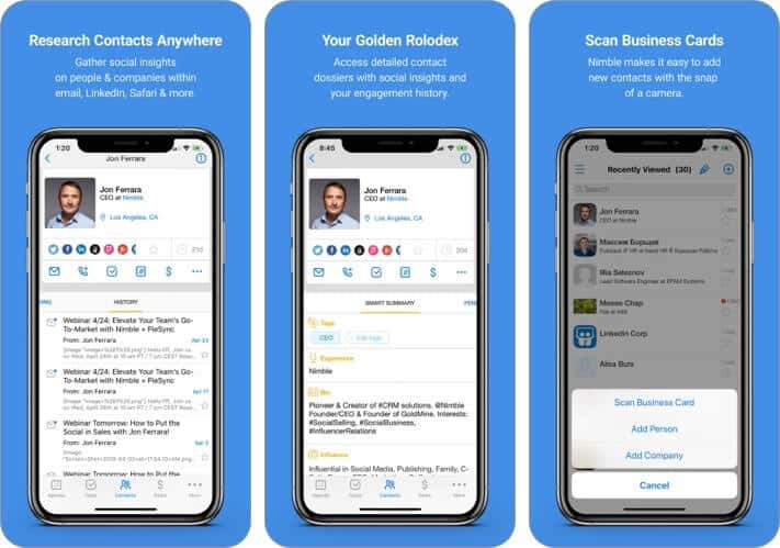 Nimble iPhone and iPad CRM App Screenshot