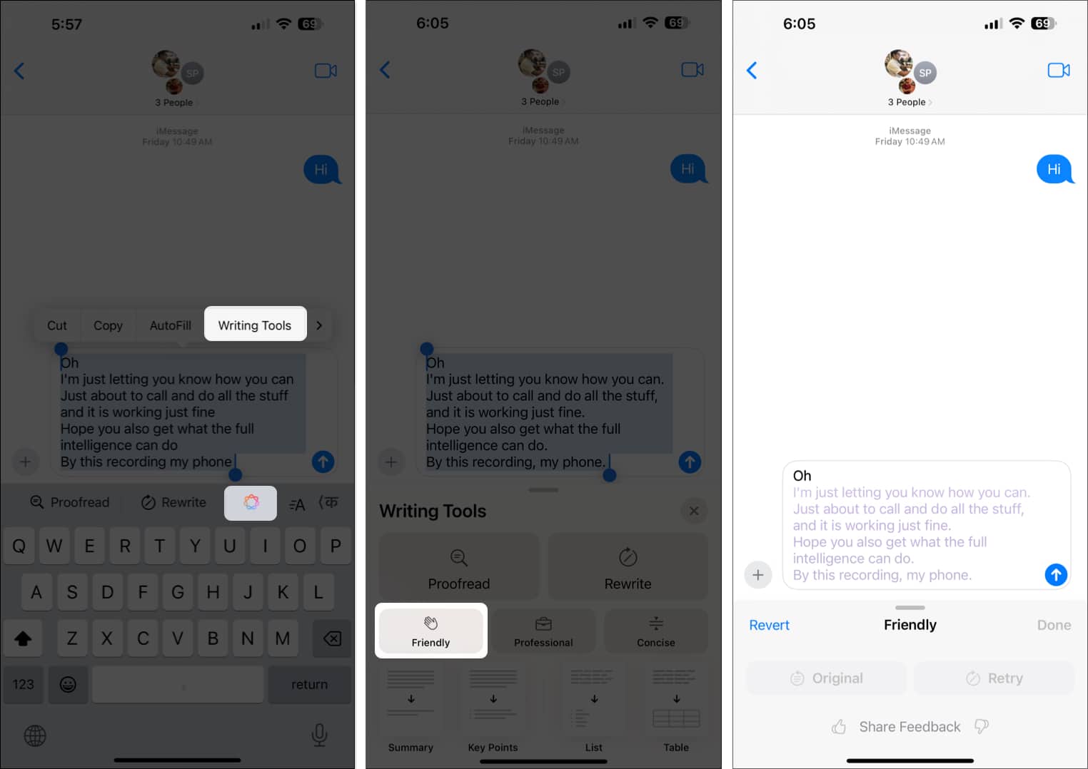 Rewrite content in Friendly tone using Apple Intelligence on iPhone