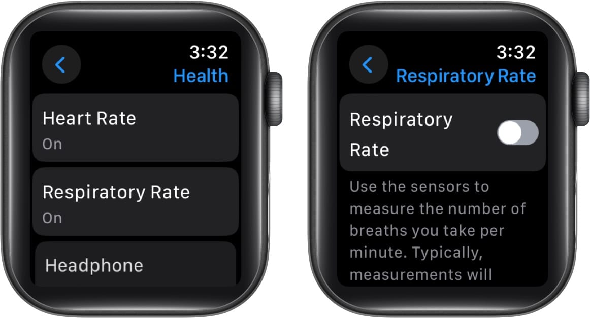 Turn off Respiratory Rate on Apple Watch